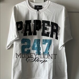 White and Blue Graphic Tee